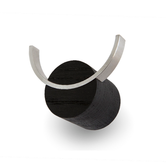 Wandhaken DEER | Schwarz lackiertes Eichenholz, Edelstahl