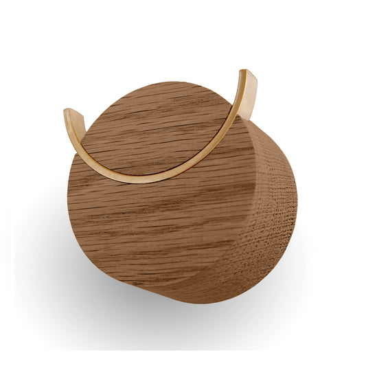 Wandhaken DEER | Eichenholz in Nussbaumfarbe, Messing