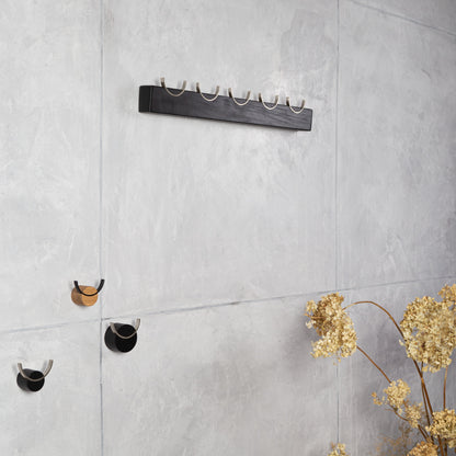 Wandhaken DEER | Schwarz lackiertes Eichenholz, Edelstahl