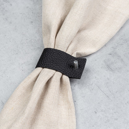 Serviettenringe aus Leder | 4er-Set | Schwarz