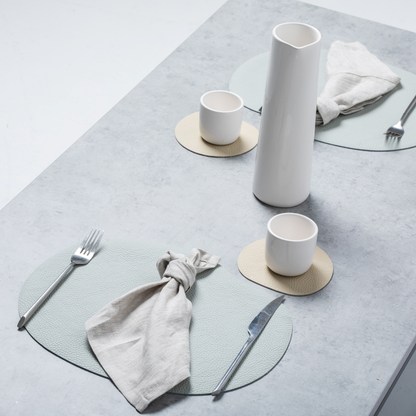 Tischset und Untersetzer aus Naturleder | Graublau