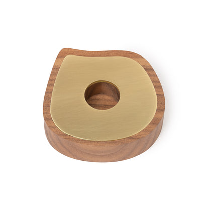 Kerzenhalter für Stabkerzen oder Teelichter | Nussbaum, Messing