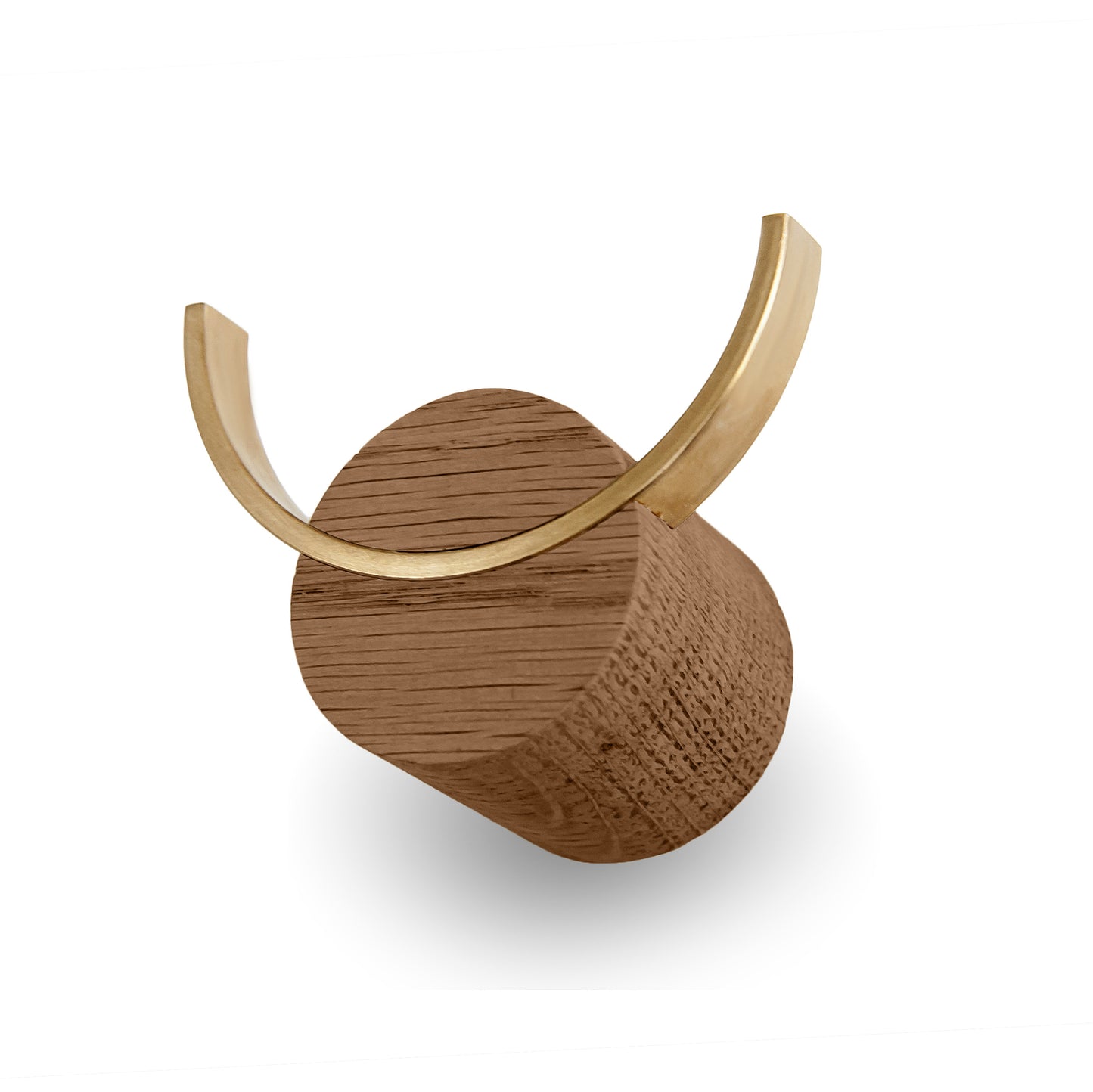 Wandhaken DEER | Eichenholz in Nussbaumfarbe, Messing